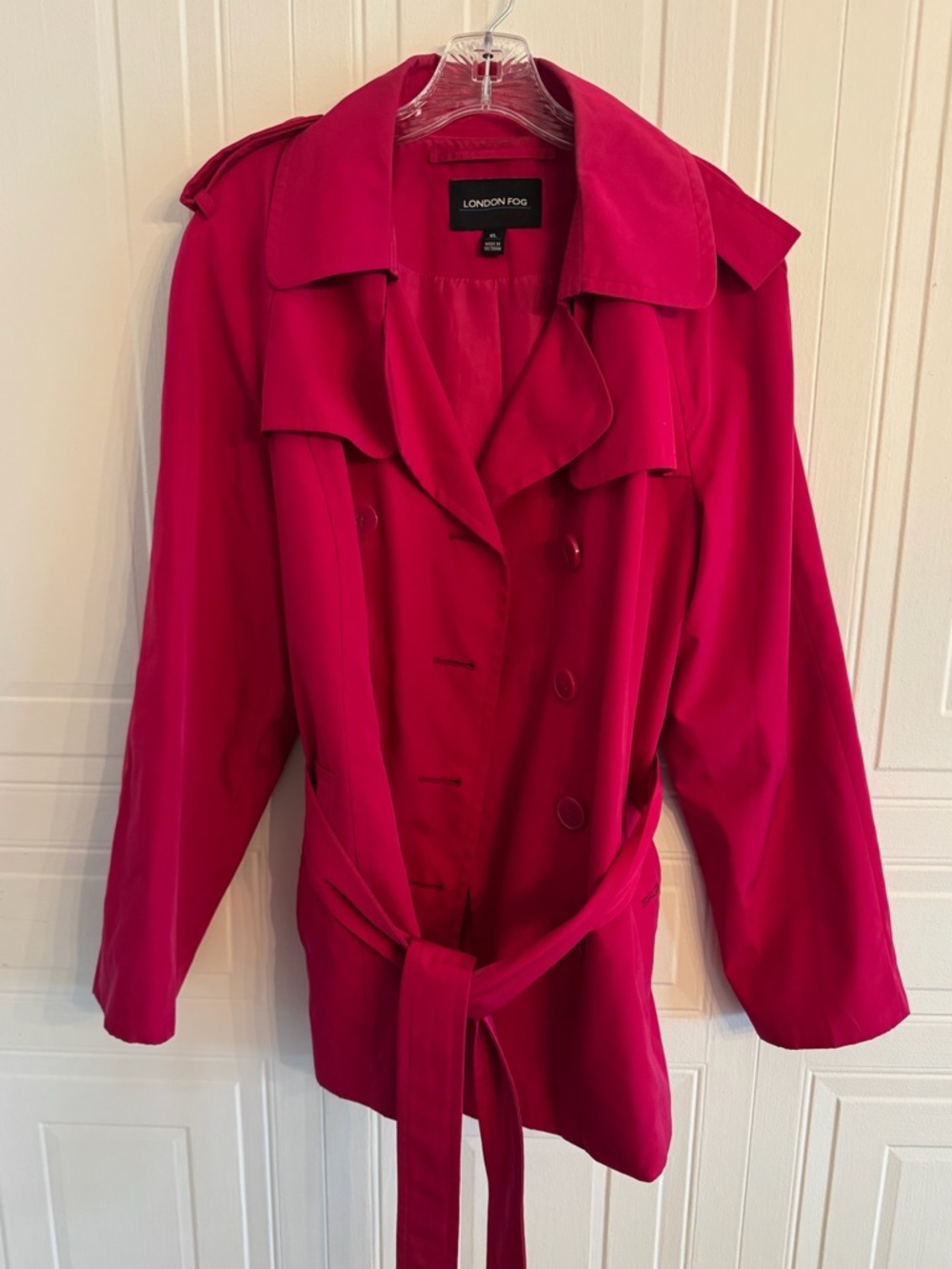 London Fog Women's Fuchsia Pink Trench Coat Size XL
